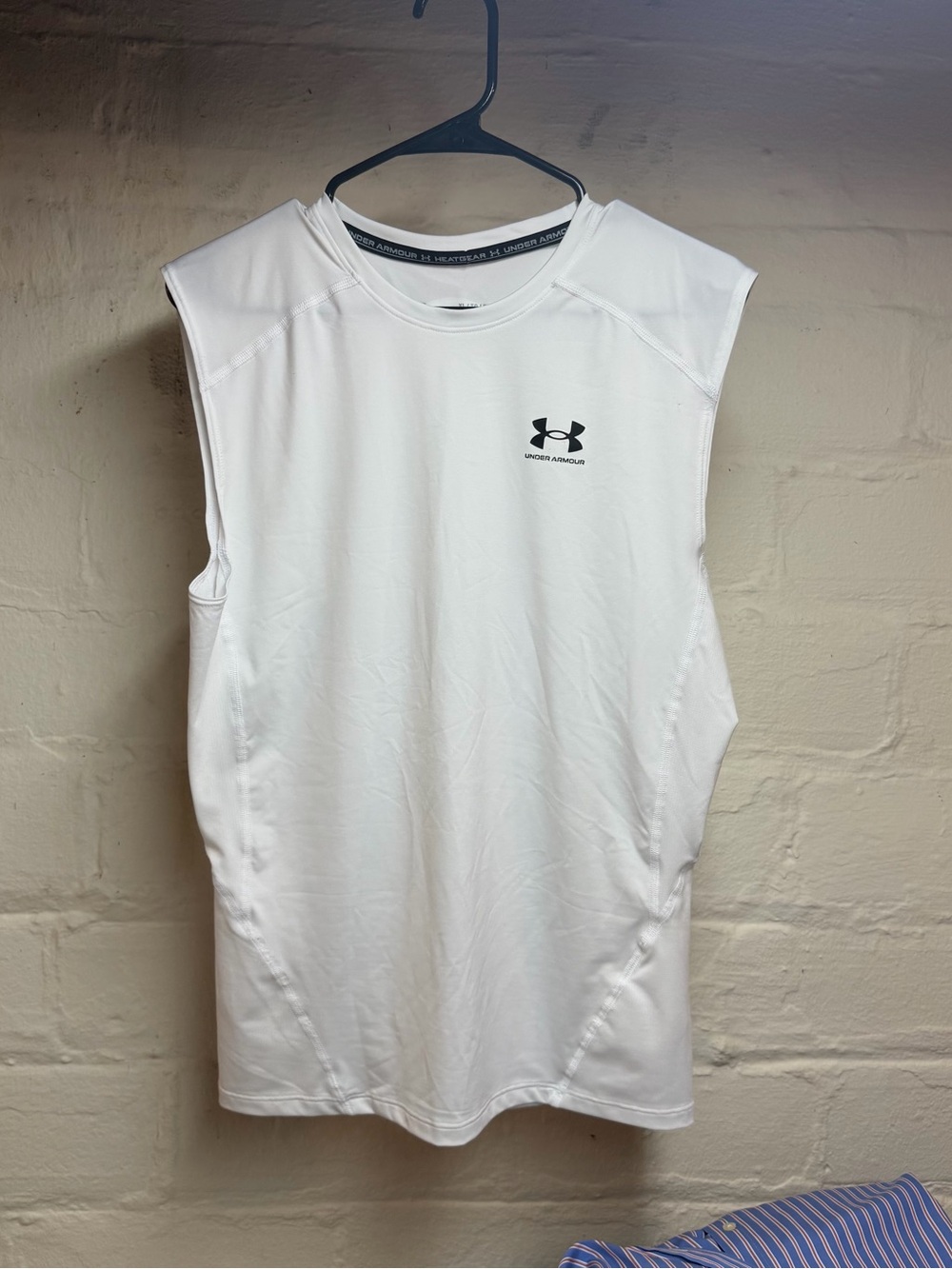 Under Armour White Men’s Sleeveless Training Tank with Black Logo